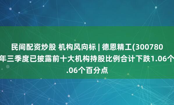 民间配资炒股 机构风向标 | 德恩精工(300780)2025年三季度已披露前十大机构持股比例合计下跌1.06个百分点